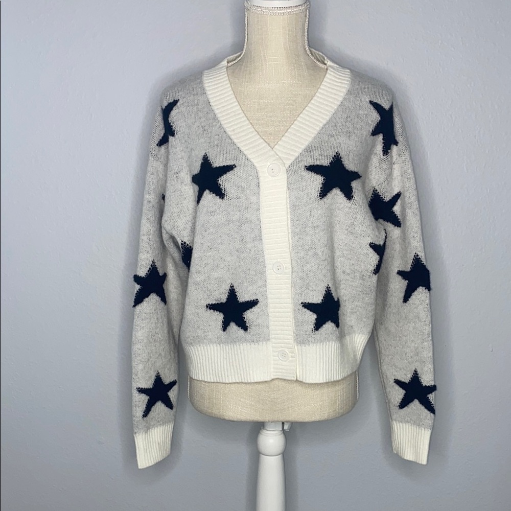 Arden B.  Star Pattern Gray and Black Cardigan